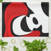 Aan Mr. Redd: Abstract zwart, wit & rood Theedoek (Gevouwen)