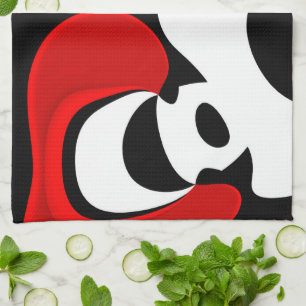 Aan Mr. Redd: Abstract zwart, wit & rood Theedoek