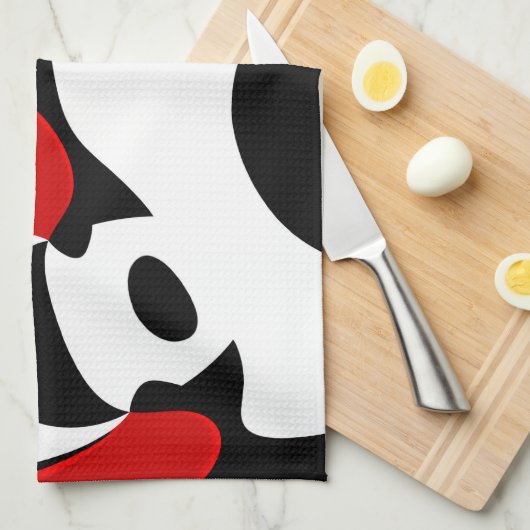 Aan Mr. Redd: Abstract zwart, wit & rood Theedoek (Quarter Fold)