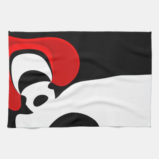 Aan Mr. Redd: Abstract zwart, wit & rood Theedoek (Horizontaal)