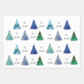 Aan: Naam Cursieve kleurrijke kerstbomen Inpakpapier Vel (Voorkant 3)