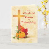 Aan neef bij Thanksgiving met Cross en Pumpkin Kaart (Gele Bloem)