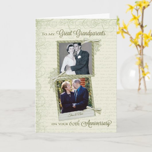 Aan overgrootouders op hun __de verjaardag Toen&Nu Kaart (Gele Bloem)