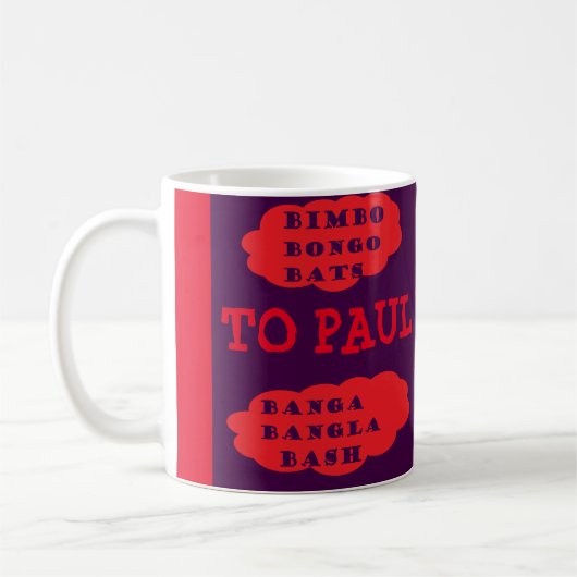 Aan Paul met liefde rode paarse design leuke logo  Koffiemok (Links)