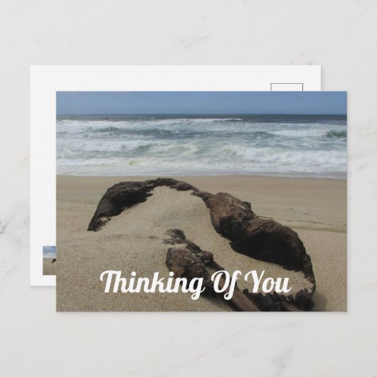 Aan u denken Zand Drijfhout Strand Veel succes Briefkaart (Voorkant / Achterkant)
