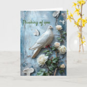 Aan u denkend - Duif  Condoleance Kaart (Gele Bloem)