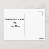 Aan u denkend knuffelende beer omhelzing briefkaart (Achterkant)