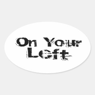 "Aan uw linkerhand" Trail Running Oval Decal B/W Ovale Sticker