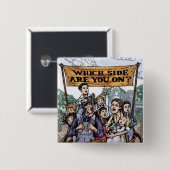 Aan welke kant sta je? knoop vierkante button 5,1 cm (Voorkant /achterkant)