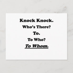 Aan wie de Knock-knop Joke Briefkaart