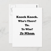 Aan wie de Knock-knop Joke Briefkaart (Voorkant / Achterkant)
