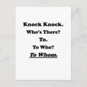 Aan wie de Knock-knop Joke Briefkaart (Voorkant)