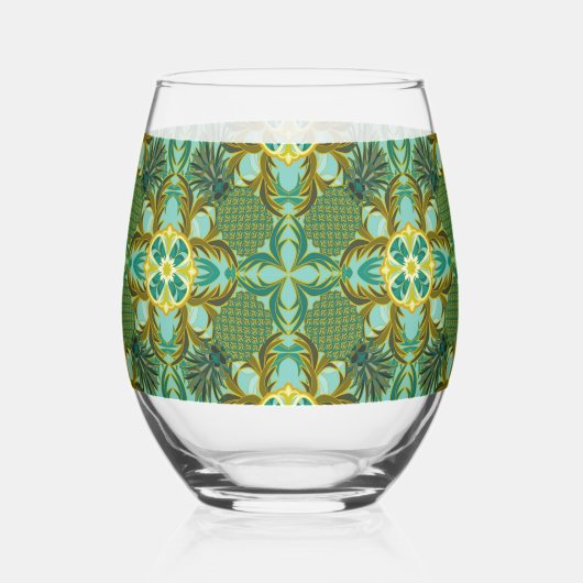 Aan zee Ananas Plezier Wijnglas Zonder Voet (Voorkant)