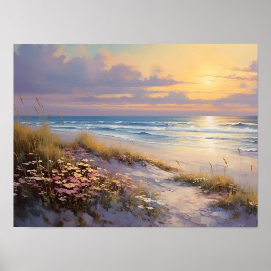 Aan zee bij Sunrise Oil Painting Poster (Voorkant)