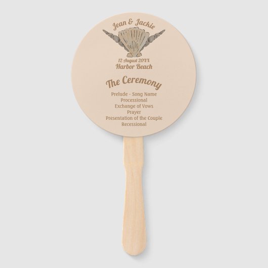 Aan zee bruiloft strandschelpen handwaaier (Voorkant)