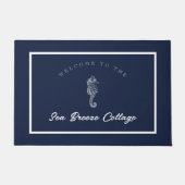 Aan zee geïnspireerd blauw en wit zeepaardje deurmat (Voorkant)