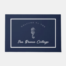 Aan zee geïnspireerd blauw en wit zeepaardje deurmat