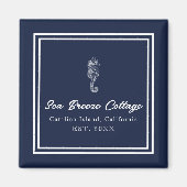 Aan zee geïnspireerd blauw en wit zeepaardje magneet (Voorkant)