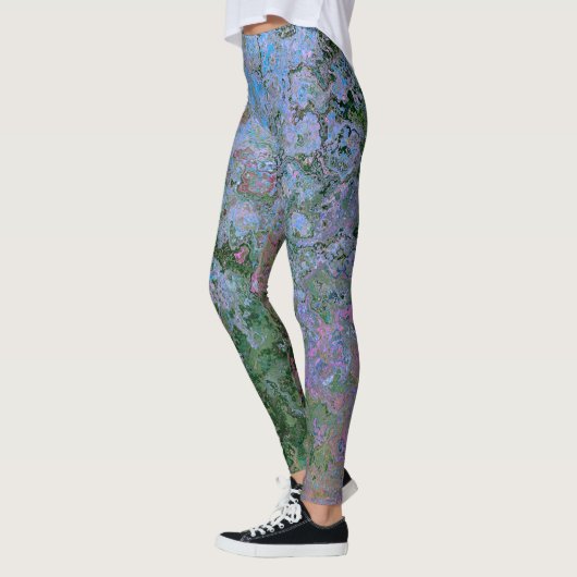 Aan zee geïnspireerde alcoholinkt Abstract Leggings (Links)