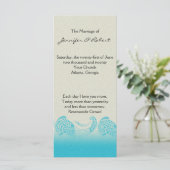 Aan zee in Zand en Aqua Trouwprogramma Programmakaart (Staand voorkant)