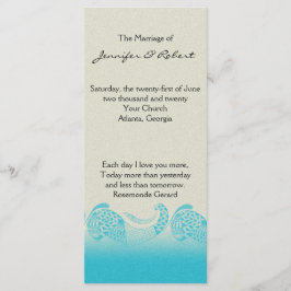 Aan zee in Zand en Aqua Trouwprogramma Programmakaart