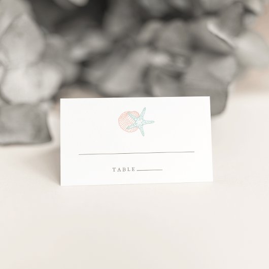 Aan zee Pastels Bruiloft Escort Place Cards Plaatskaartje