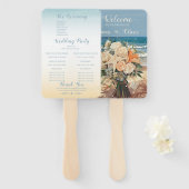 Aan zee thema bruiloft programma Set van fans Handwaaier (Voorkant en achterkant)