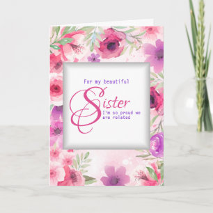 Aan zus van Sis Floral Lijst Moederdag Kaart