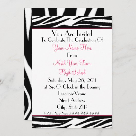 Aanbesteding Afstuderen Zebra Print - Klasse van 2 Kaart (Voorkant / Achterkant)