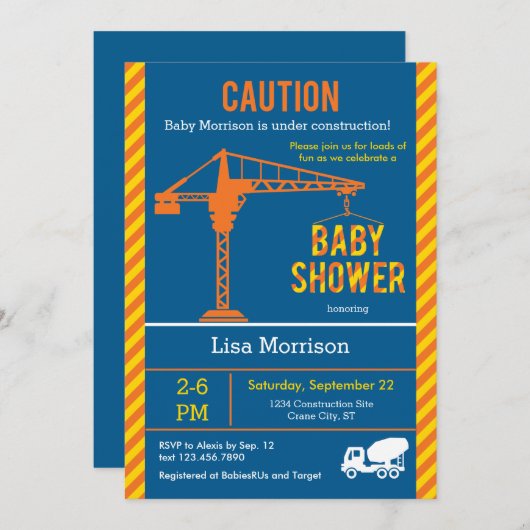 Aanbesteding Baby shower bouwterrein Kaart (Voorkant / Achterkant)