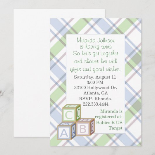 Aanbesteding Baby shower Kaart (Voorkant / Achterkant)