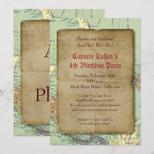 aanbesteding door de Pirate Map Kaart (Voorkant / Achterkant)