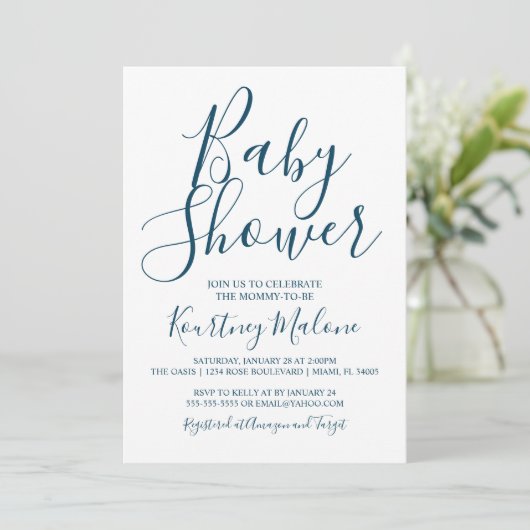 Aanbesteding marinescheepvaart en wit Baby shower Kaart (Staand voorkant)