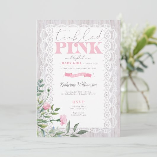Aanbesteding roze Baby shower Kaart (Staand voorkant)