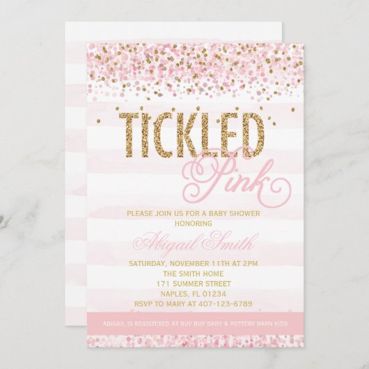 Aanbesteding roze Baby shower Kaart (Voorkant / Achterkant)