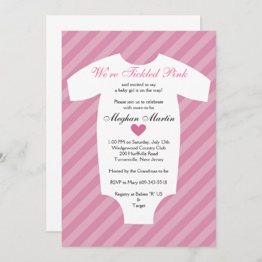 Aanbesteding roze Baby shower Kaart (Voorkant / Achterkant)