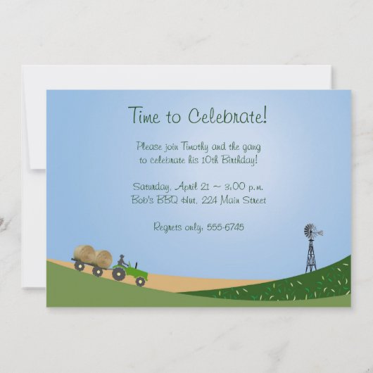 Aanbesteding trekker: Cute Hay Bale Boerderij Scen Kaart (Achterkant)