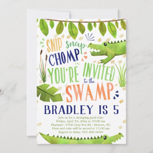 Aanbesteding voor Alligator of Crocodile Birthday Kaart (Voorkant)