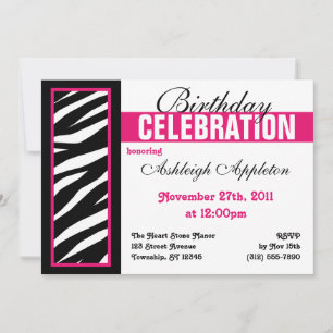 Aanbesteding Zebra Print Side Fuchsia Birthday Par Kaart
