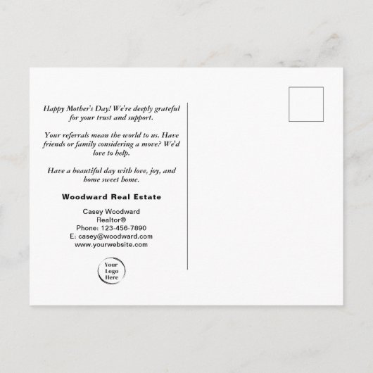 Aanbevelingen zorgen ervoor dat onze zaak bloeit!  briefkaart (Achterkant)