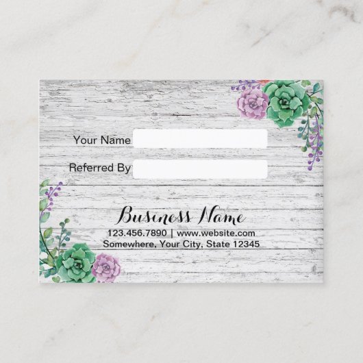 Aanbevelingskaartje | Bloemen Rustiek Hout (Achterkant)