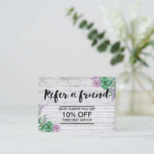 Aanbevelingskaartje |  Bloemen Rustiek Hout (Staand voorkant)