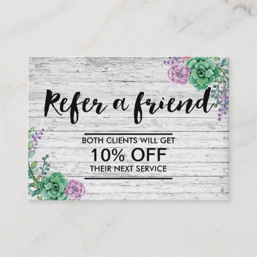 Aanbevelingskaartje | Bloemen Rustiek Hout (Voorkant)