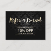 Aanbevelingskaartje | Elegant donker damast gouden (Voorkant)