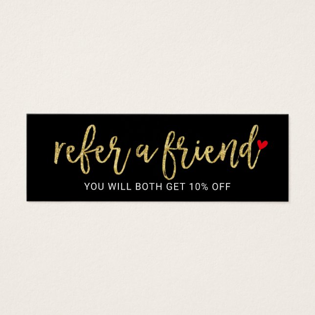 Aanbevelingskaartje | Gouden Script Schoonheidssal Mini Visitekaartjes (Voorkant)