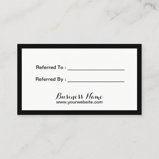 Aanbevelingskaartje | Minimale zwarte en witte oml (Achterkant)