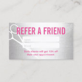 Aanbevelingskaartje | Moderne zilver en roze schaa (Voorkant)