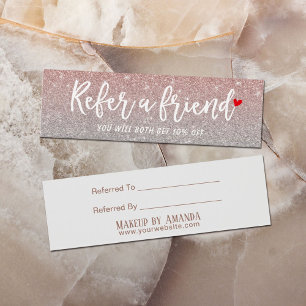 Aanbevelingskaartje Roos Gold Glitter Beauty Sal Mini Visitekaartjes