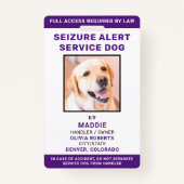 Aanbevolen waarschuwing Aangepaste service Dog ID  Badge (Voorkant)