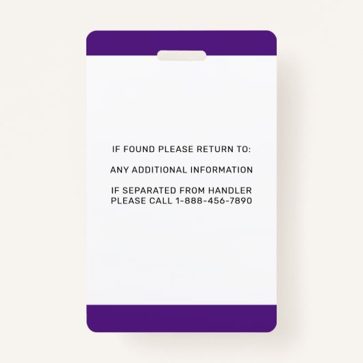 Aanbevolen waarschuwing Aangepaste service Dog ID Badge (Achterkant)